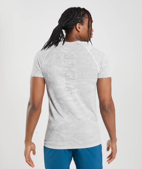 Panske Tricka Gymshark Geo Seamless Biele Svetlo / Siva | NO5698134